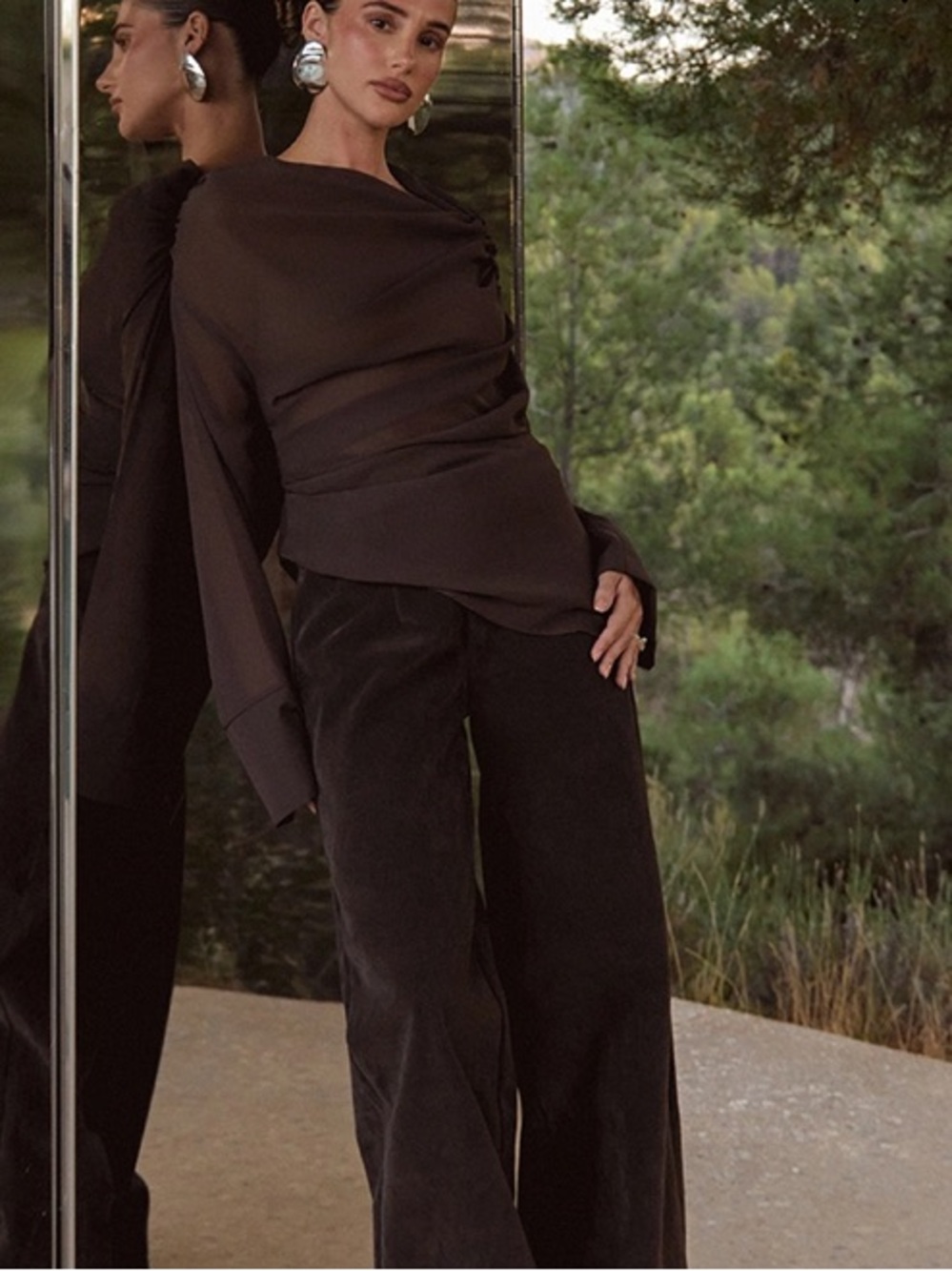 Nwt Pretty little thing dark chocolate faux suede straight leg trousers pants 6